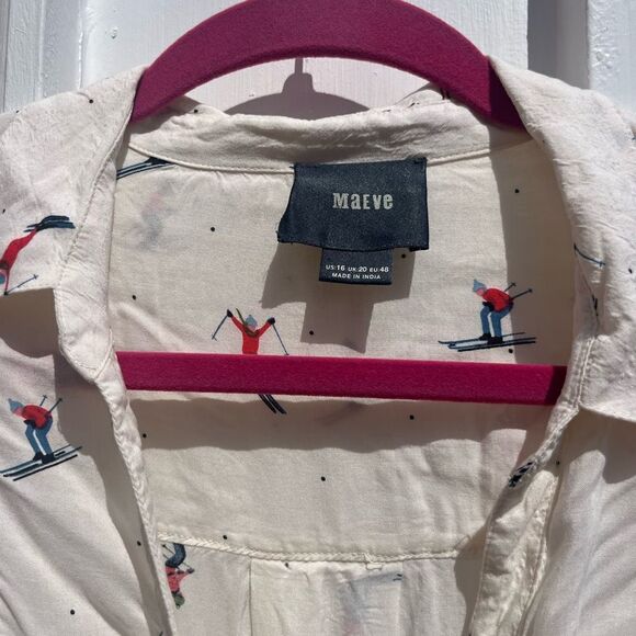 Anthropologie Maeve Larkin Ski Resort Button Down Blouse - Picture 6 of 10